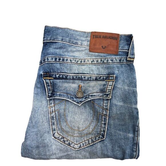 RARE True Religion Jeans Shorts Size 38 RICKY FLAP T Blue - Picture 8 of 9